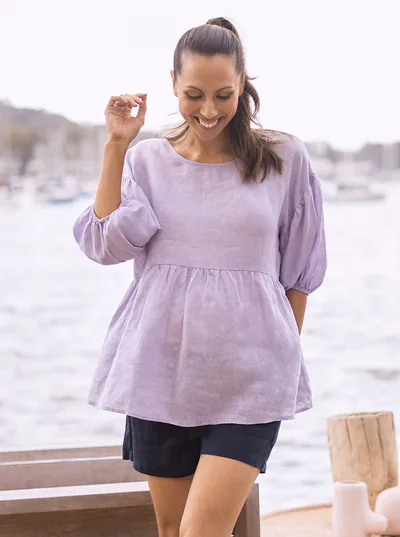 Angel Maternity Brigitte Maternity Linen Blouse Top