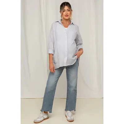 Target Pinkblush Light Blue Fringe Hem Maternity Wide Leg Jeans 25