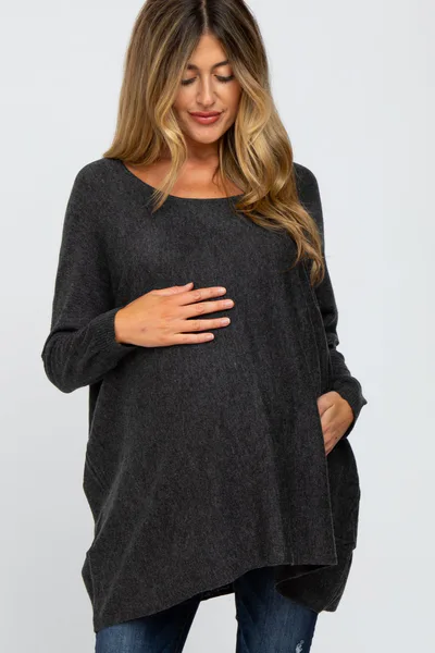 PinkBlush Black Soft Knit Dolman Sleeve Maternity Sweater