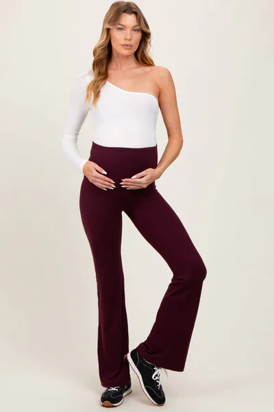 PinkBlush Burgundy Maternity Flared Leggings