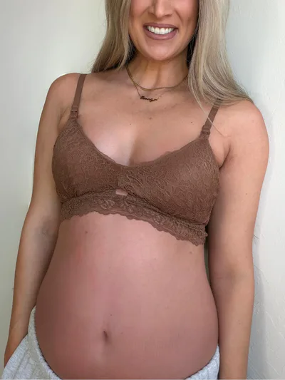 Morrow + Mint Dainty Lace Organic Cotton Nursing Bralette - Mocha