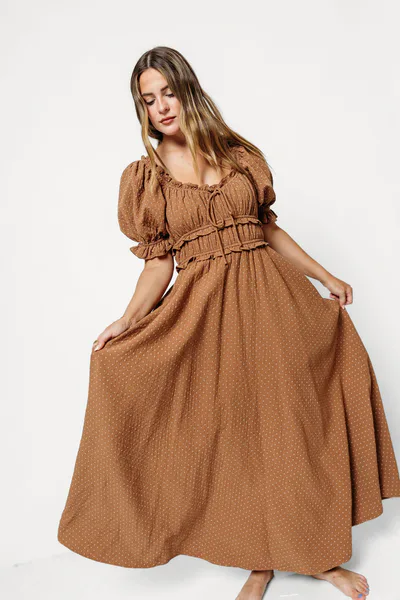 Worth Collective Sydnee 100% Cotton Maxi Dress in Camel - Bump Friendly & Inclusive Sizing *9/10 PRE-ORDER*