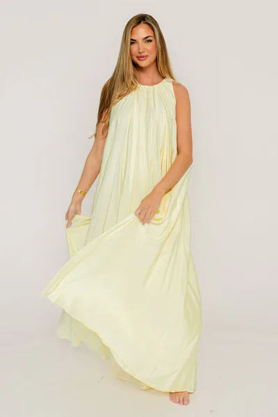 Worth Collective Becca Maxi Dress in Pale Yellow - Bump Friendly