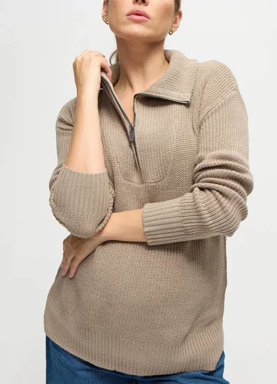 Ingrid & Isabel The Stay Cozy Quarter Zip Maternity Sweater