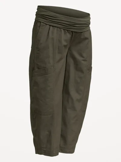 Old Navy Maternity Rollover-Waist Barrel-Leg Ankle Pants