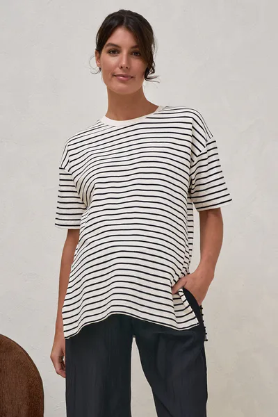 Bae the Label Whats Next Nursing Tee - Stripe