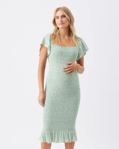 Ripe Maternity Selma Shirred Dress  Pistachio