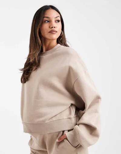 ASOS balloon sleeve sweatshirt in mocha taupe