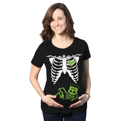Target Maternity Frankenstein Baby Bump Fall Film Movie Cute Halloween Pregnancy T Shirt - Crazy Dog Maternity T Shirt For Halloween Season Black S