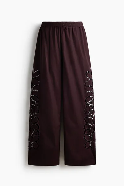 H&M MAMA Pants with Eyelet Embroidery