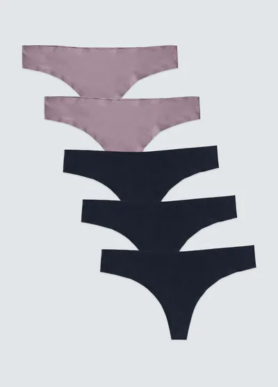 Ingrid & Isabel Seamless Maternity No Show Thong Underwear 5-Pack Bundle