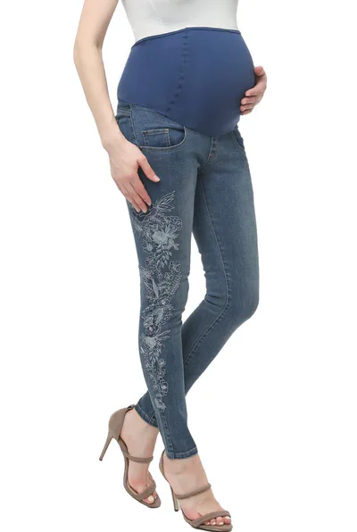 Kimi + Kai Kimi + Kai Maternity Embroidered Over the Belly Skinny Jeans