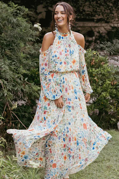 Petal & Pup Hilary Pleated Maxi Dress - Garden Floral