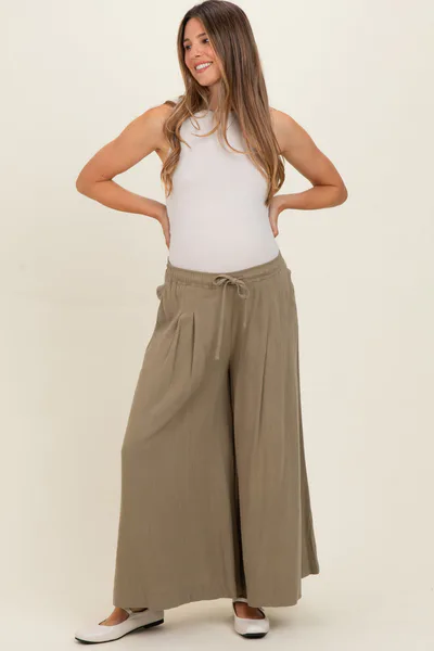 PinkBlush Cactus Elastic Waist Wide Leg Culottes Maternity Pants