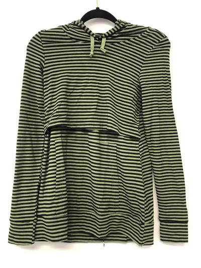 Latched Mama Outlet 6037 - Latched Mama Cloud Nursing Hoodie - Olive Stripe - Extra Extra Small