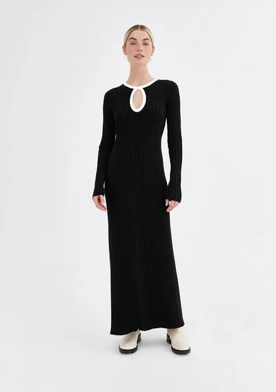 For The Creators Joni Knit Dress - Black with cream trim