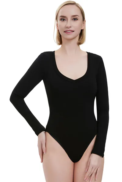 Kimi + Kai Kimi + Kai Women's V-Neck Long Sleeve Bodysuit