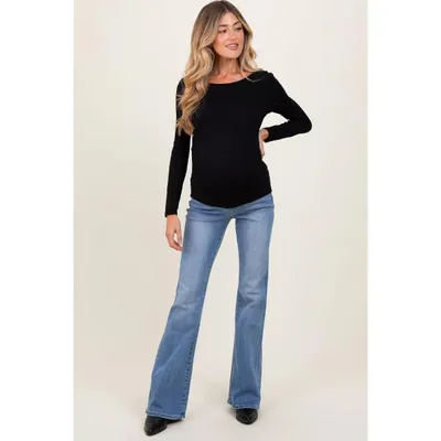 Target PinkBlush Light Blue Vintage Wash Flare Maternity Jeans Light Blue 29