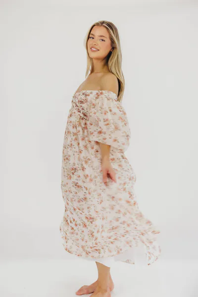 Worth Collective Harlow Maxi Dress in Ivory Floral - Bump Friendly & Inclusive Sizing (S-3XL)