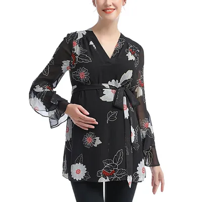 Target Pokkori V-Neck Belted Maternity Blouse Multicolored X-Large