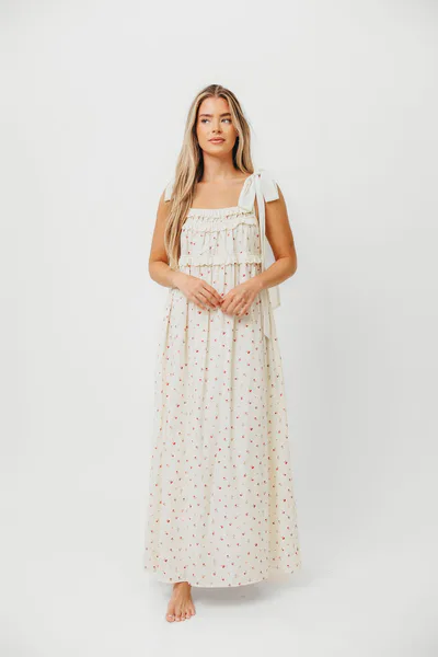 Worth Collective Ellery Tank Maxi Dress with Bow Straps in Primrose - Bump Friendly