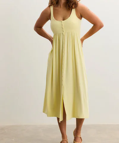 Bump City HATCH: The Softest Rib Nursing Tank Dress (Buttercup)