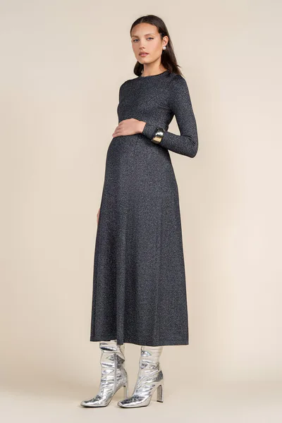 Apparalel Cadelo Maternity Dress in Metallic Black