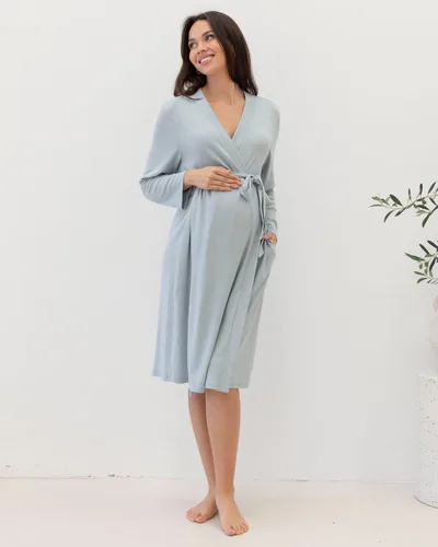 Angel Maternity Grace Maternity & Nursing Robe - Sea Mist