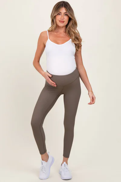 PinkBlush Mocha Ribbed Maternity Leggings