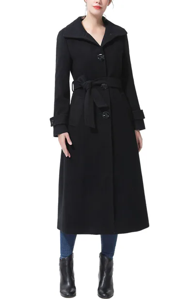 Kimi + Kai Kimi + Kai Women's "Kataleya" Belted Wool Blend Long Coat