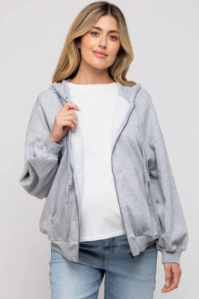 PinkBlush Heather Grey Zipper Hooded Jacket