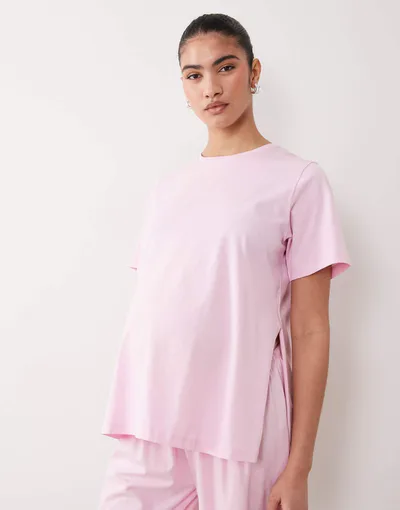 ASOS mix & match cotton pajama set in candy pink