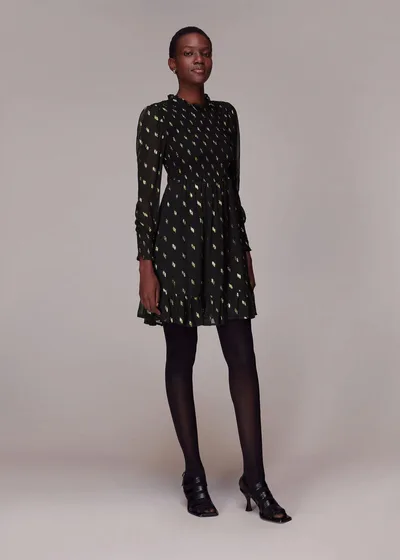 For The Creators Dobby Shirred Metallic Dress