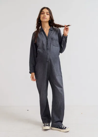 HATCH The Everyday Nursing Denim Jumpsuit