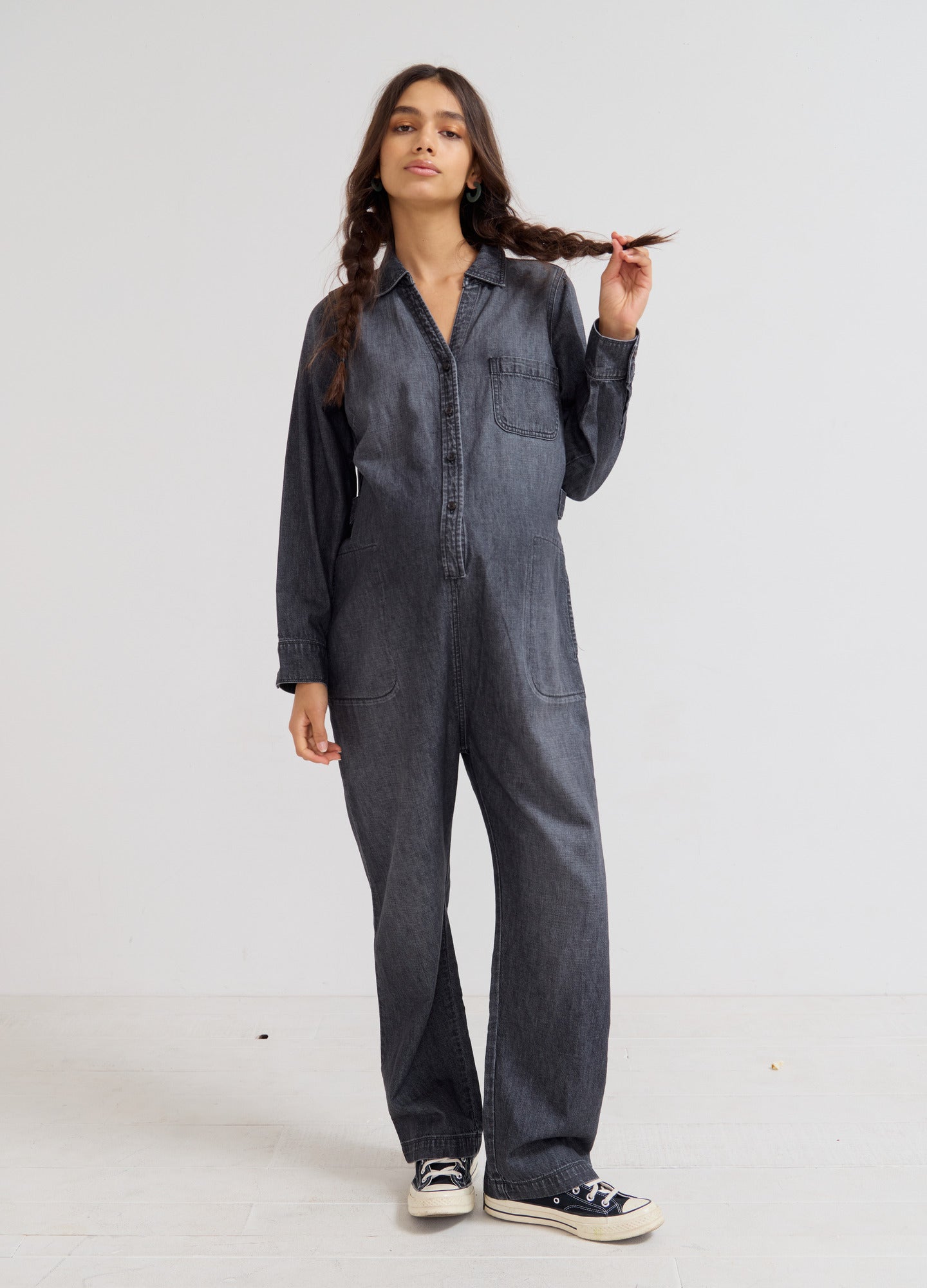 HATCH Collection The Everyday Nursing Denim Jumpsuit