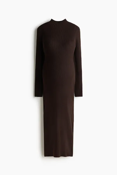 H&M MAMA Rib-Knit Mock Turtleneck Dress