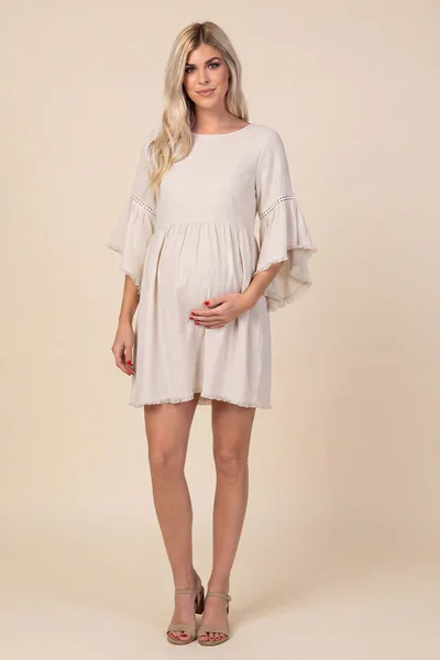 Summer Mae Crochet Trim Empire Waist Pregnancy Dress for Baby Shower