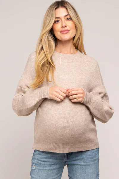 PinkBlush Taupe Bubble Sleeve Maternity Sweater