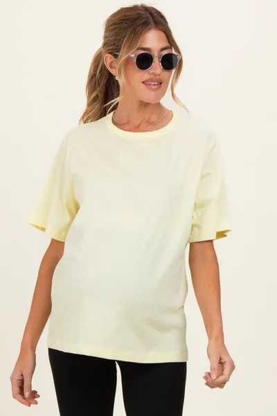 PinkBlush Yellow Oversized Short Sleeve Crew Neck Maternity T-Shirt