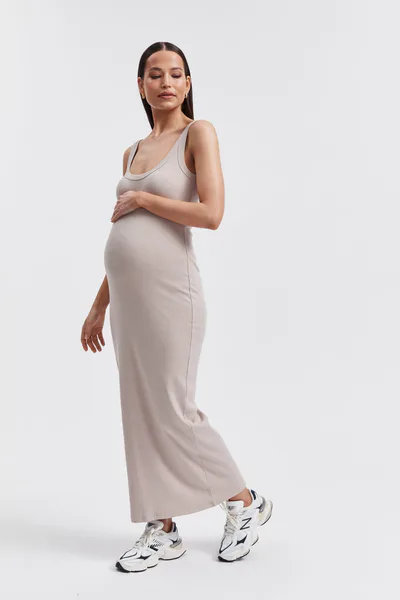 Legoe Heritage Ribbed Singlet Maxi Dress (Stone) - FINAL SALE