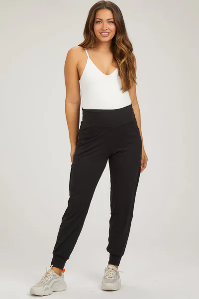 PinkBlush Black Cargo Pocket Maternity Jogger Pants