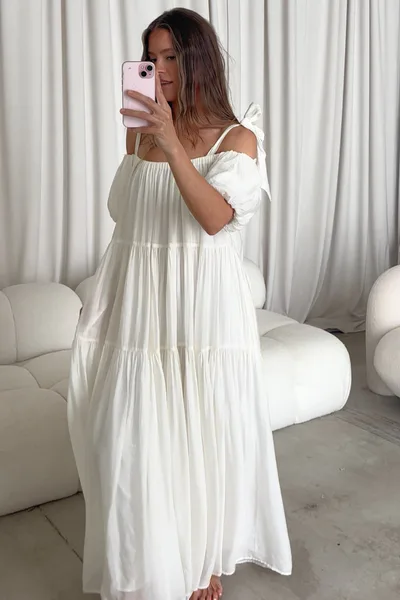Worth Collective Channing Maxi Dress in Off-White - Bump Friendly  *5/31 PRE-ORDER*