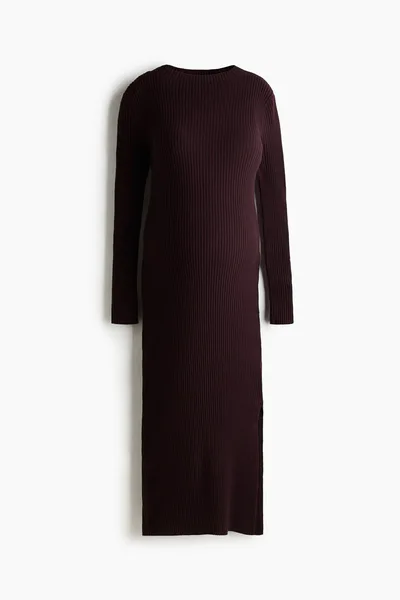 H&M MAMA Rib-Knit Mock Turtleneck Dress