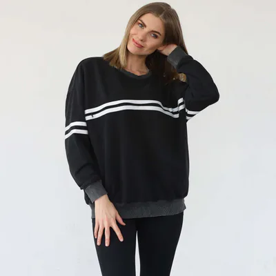 Milk & Baby Celine Slouchy Nursing Pullover | Faded Black