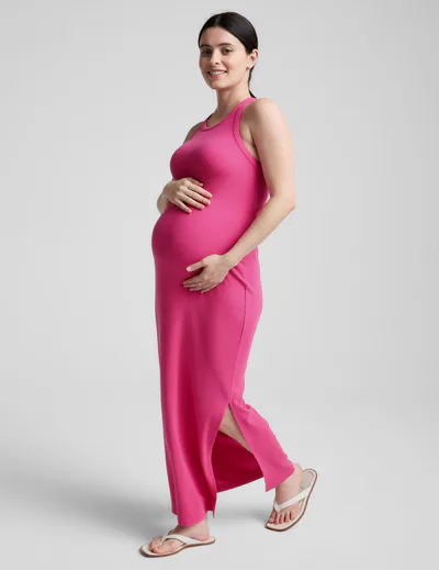 Beyond Yoga Ribbed High Neck Maxi Dress