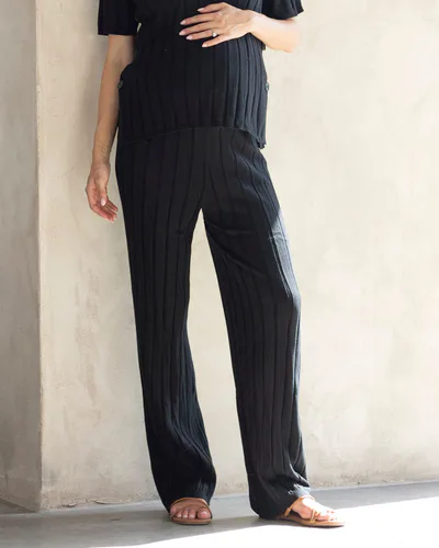 Angel Maternity Sherry Wide Rib Maternity Lounge Pant in Black
