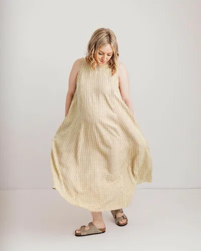 For The Creators Lucy Dress - Butter Yellow Check Tencel