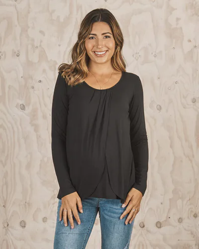 Angel Maternity Petal Front Long Sleeve Nursing Top