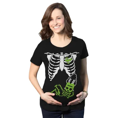 Target Maternity Bride Of Frankenstein Pregnancy T Shirt Cute Halloween Baby Bump Tee - Crazy Dog Maternity T Shirt For Halloween Season Black S