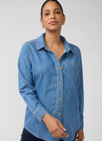 Ingrid & Isabel Maternity & Nursing Denim Button-Down Shirt